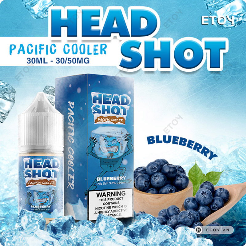 Head Shot Pacific Cooler Salt Blueberry 30ml - Tinh Dầu Vape Pod Chính Hãng