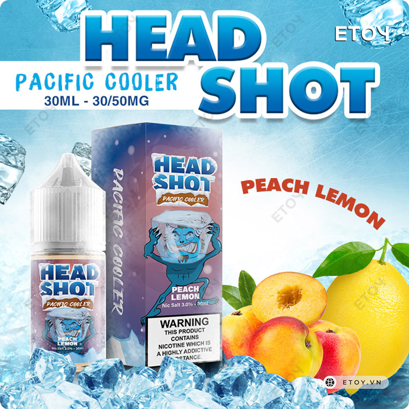 Head Shot Pacific Cooler Salt Peach Lemon 30ml - Tinh Dầu Vape Pod Chính Hãng