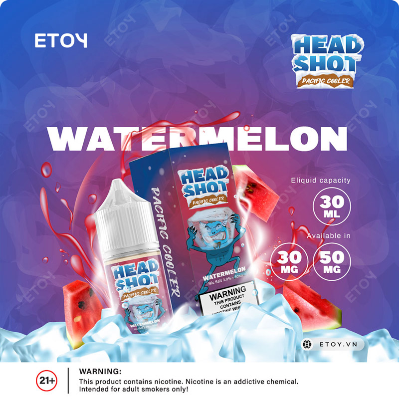 Head Shot Pacific Cooler Salt vị dưa hấu lạnh