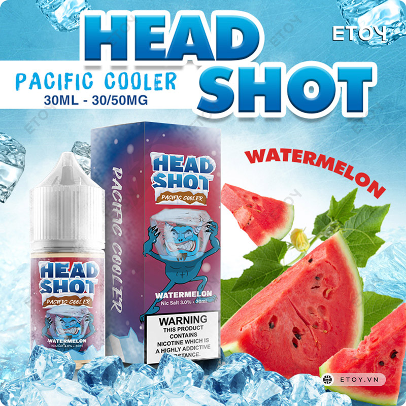 Head Shot Pacific Cooler Salt Watermelon 30ml - Tinh Dầu Vape Pod Chính Hãng