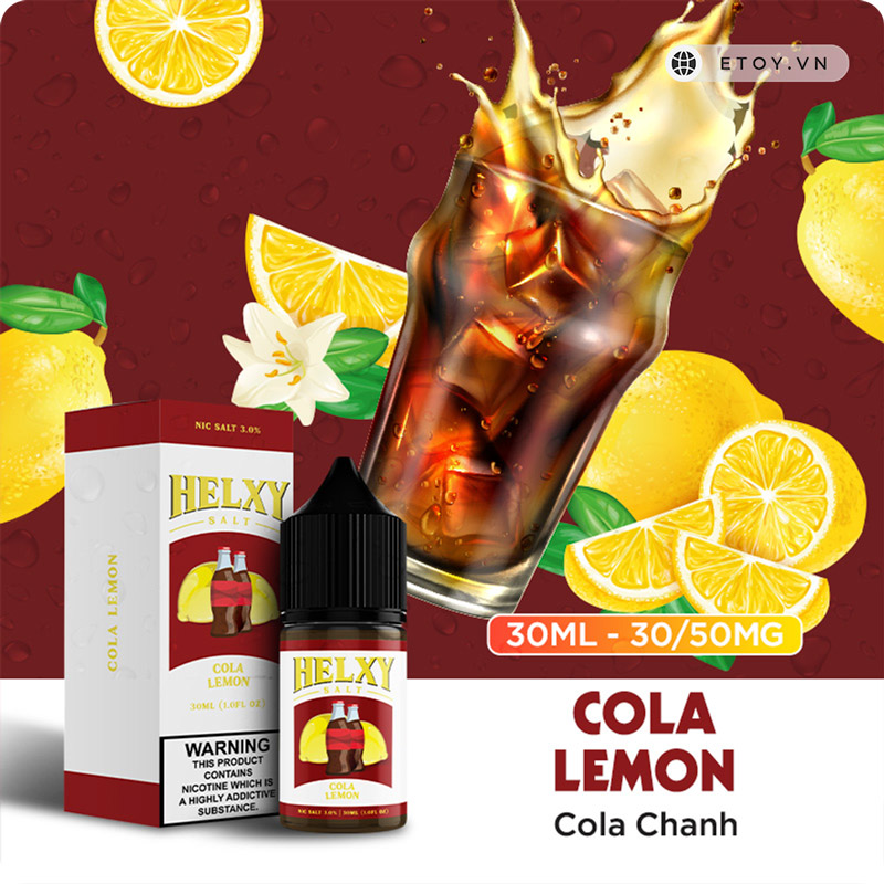 Helxy Saltnic Cola Lemon 30ml - Tinh Dầu Vape Pod Chính Hãng