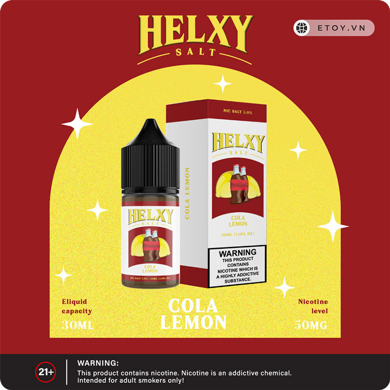 Helxy Saltnic Cola Lemon 30ml - Tinh Dầu Vape Pod Chính Hãng