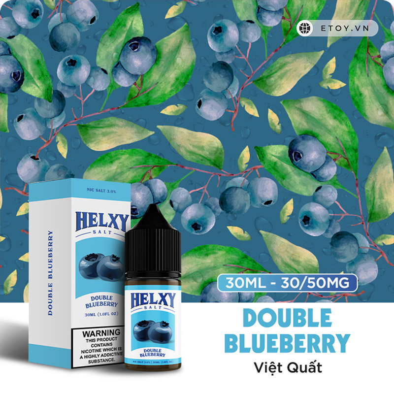 Helxy Saltnic Double Blueberry 30ml - Tinh Dầu Vape Pod Chính Hãng