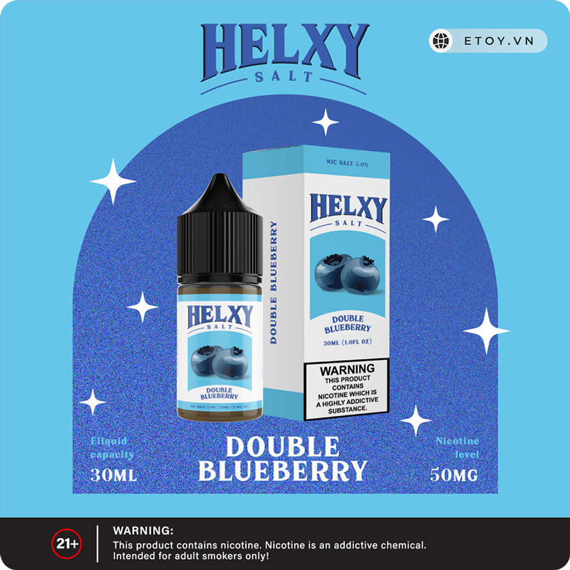 Helxy Saltnic Double Blueberry 30ml - Tinh Dầu Vape Pod Chính Hãng