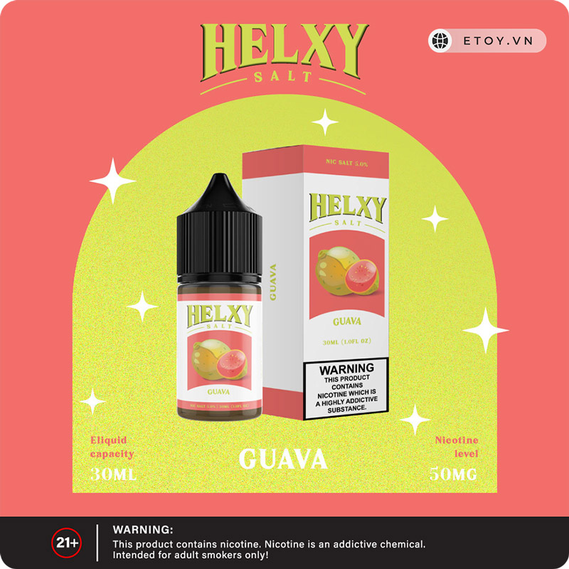 Helxy Saltnic Guava 30ml - Tinh Dầu Vape Pod Chính Hãng