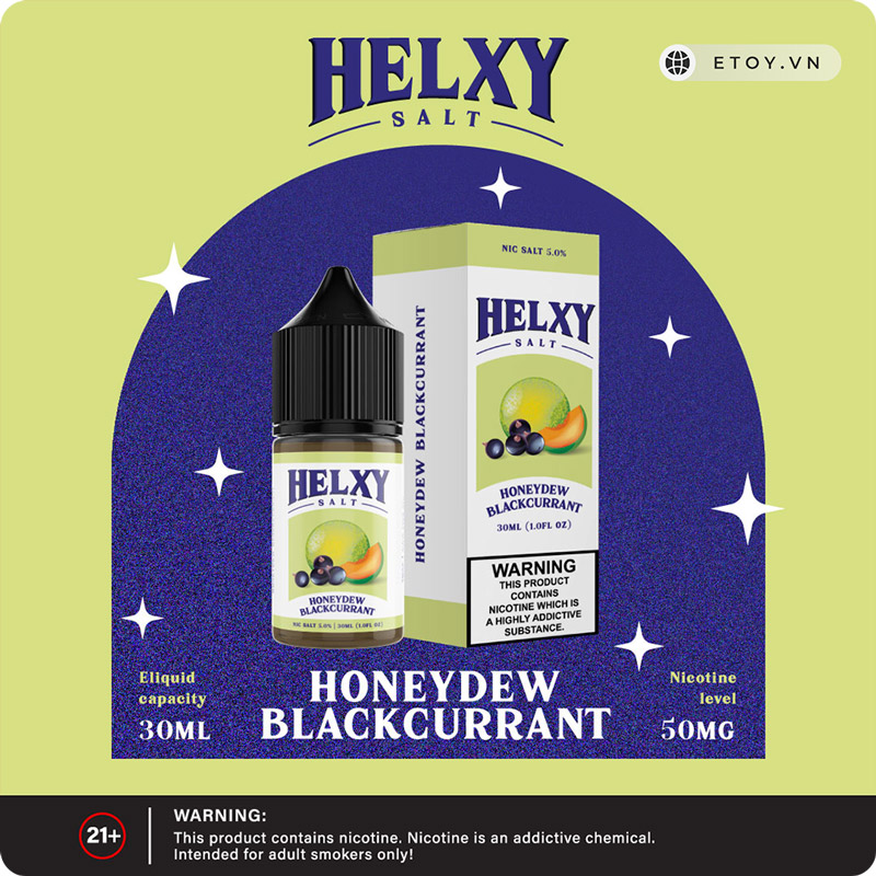 Helxy Saltnic Honeydew Blackcurrant 30ml - Tinh Dầu Vape Pod Chính Hãng