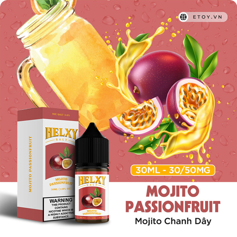 Helxy Saltnic Mojito Passion Fruit 30ml - Tinh Dầu Vape Pod Chính Hãng