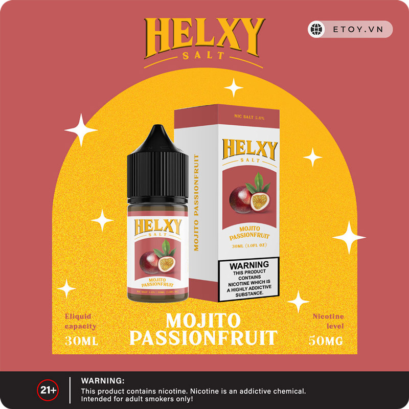 Helxy Saltnic Mojito Passion Fruit 30ml - Tinh Dầu Vape Pod Chính Hãng