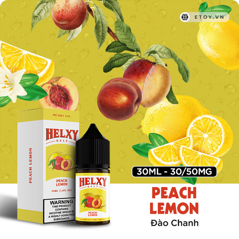 Helxy Saltnic Peach Lemon 30ml - Tinh Dầu Vape Pod Chính Hãng