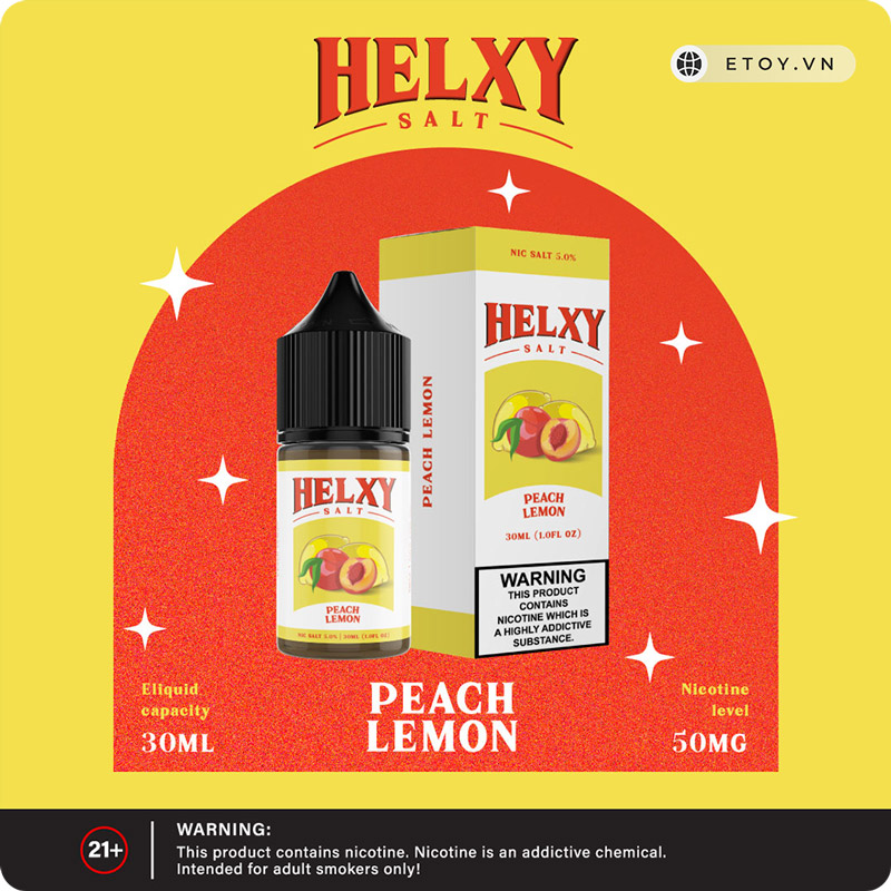 Helxy Saltnic Peach Lemon 30ml - Tinh Dầu Vape Pod Chính Hãng