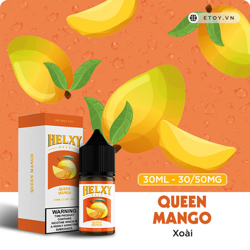 Helxy Saltnic Queen Mango 30ml - Tinh Dầu Vape Pod Chính Hãng