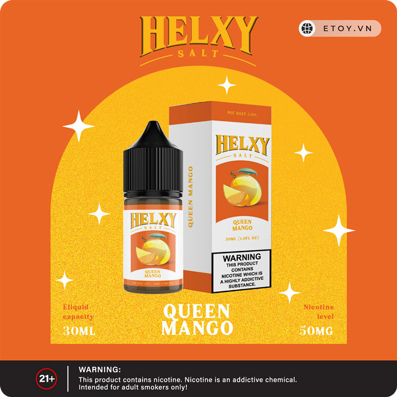 Helxy Saltnic Queen Mango 30ml - Tinh Dầu Vape Pod Chính Hãng