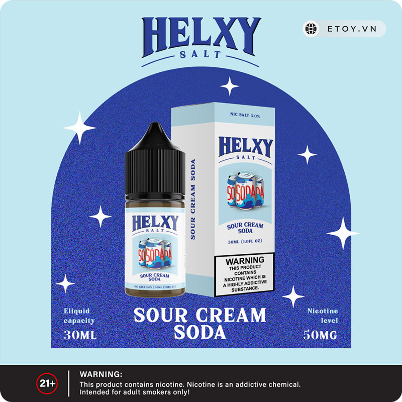 Helxy Saltnic Sour Cream Soda 30ml - Tinh Dầu Vape Pod Chính Hãng