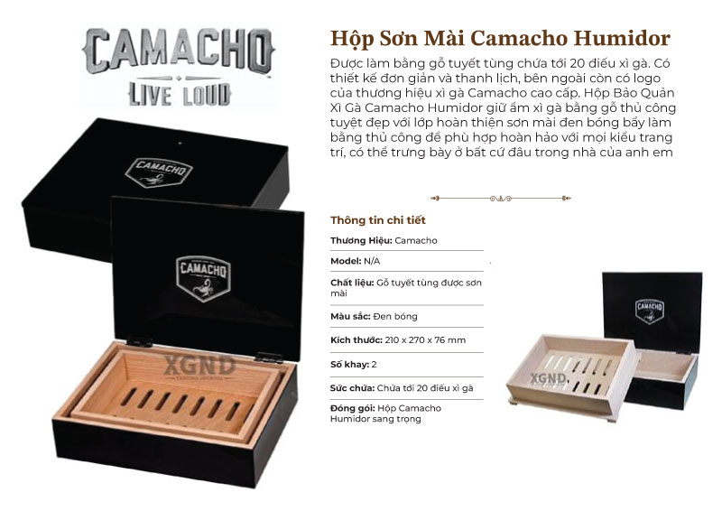 Hộp Bảo Quản Cigar Camacho Humidor - Hộp Sơn Mài Chính Hãng