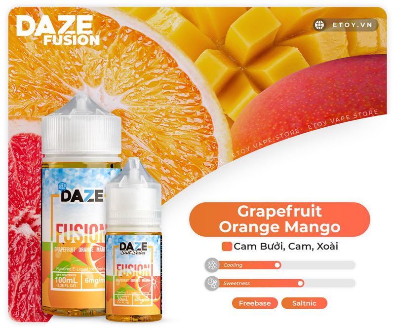 7 Daze Fusion Salt Iced Grapefruit Orange Mango 30ml - Tinh Dầu Chính Hãng