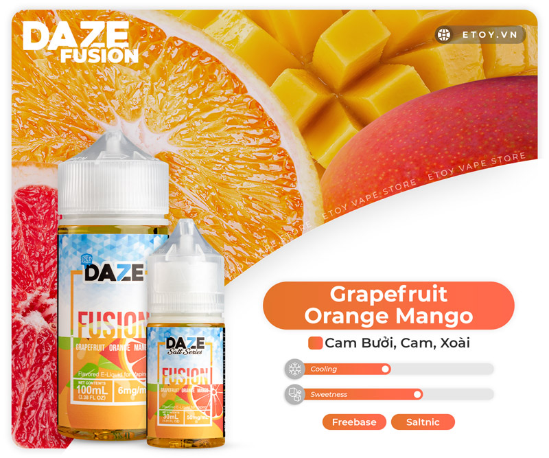 7 Daze Fusion Iced Grapefruit Orange Mango 100ml - Tinh Dầu Chính Hãng
