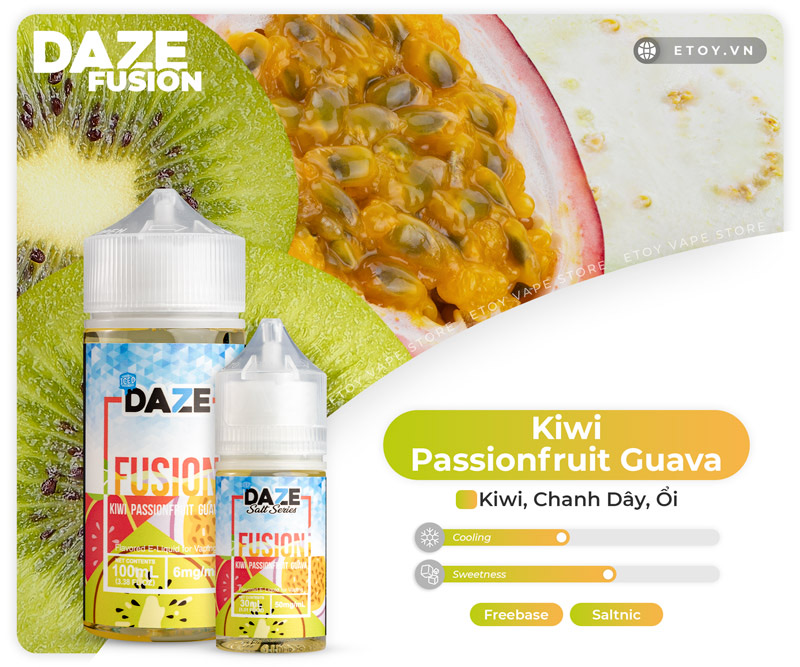 7 Daze Fusion Salt Iced Kiwi Passionfruit Guava 30ml - Tinh Dầu Chính Hãng