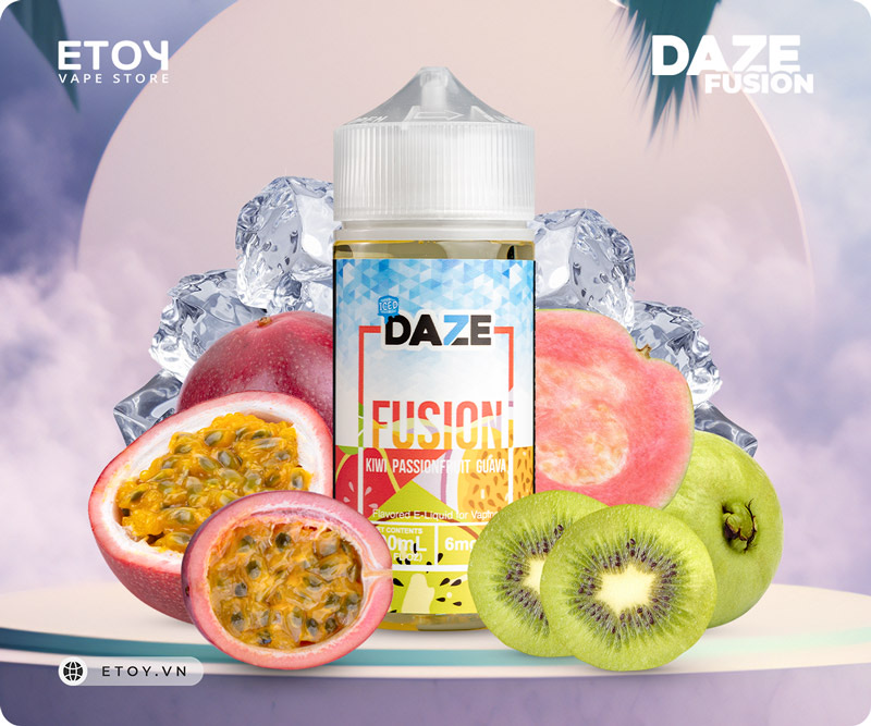 7 Daze Fusion Iced Kiwi Passionfruit Guava 100ml - Tinh Dầu Chính Hãng