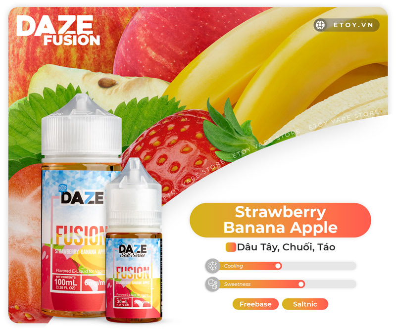 7 Daze Fusion Iced Strawberry Banana Apple 100ml - Tinh Dầu Chính Hãng