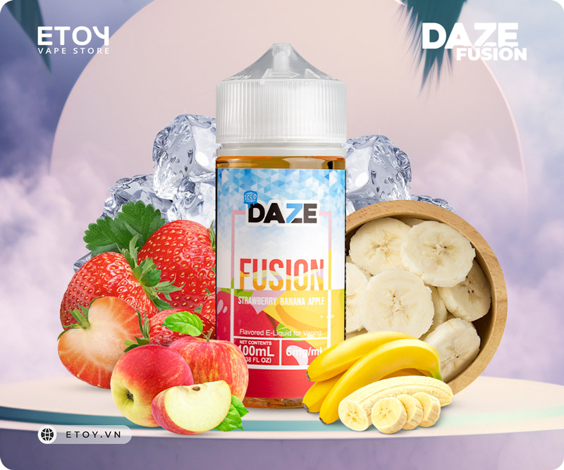 7 Daze Fusion Iced Strawberry Banana Apple 100ml - Tinh Dầu Chính Hãng