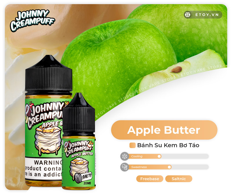 Johnny Creampuff Salt Apple Butter 30ml - Tinh Dầu Vape Mỹ