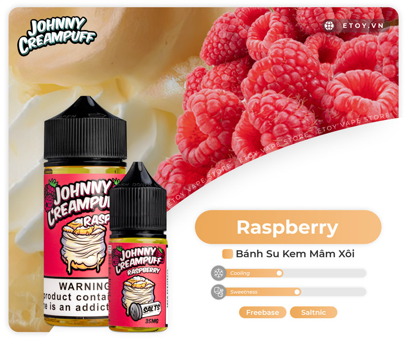Johnny Creampuff Salt Raspberry 30ml - Tinh Dầu Vape Mỹ