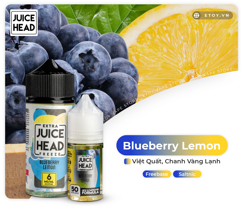 Juice Head Extra Freeze Blueberry Lemon 100ml - Tinh Dầu Vape Freebase Chính Hãng