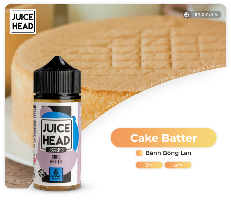 Juice Head Desserts Cake Batter 100ml - Tinh Dầu Vape Freebase Chính Hãng