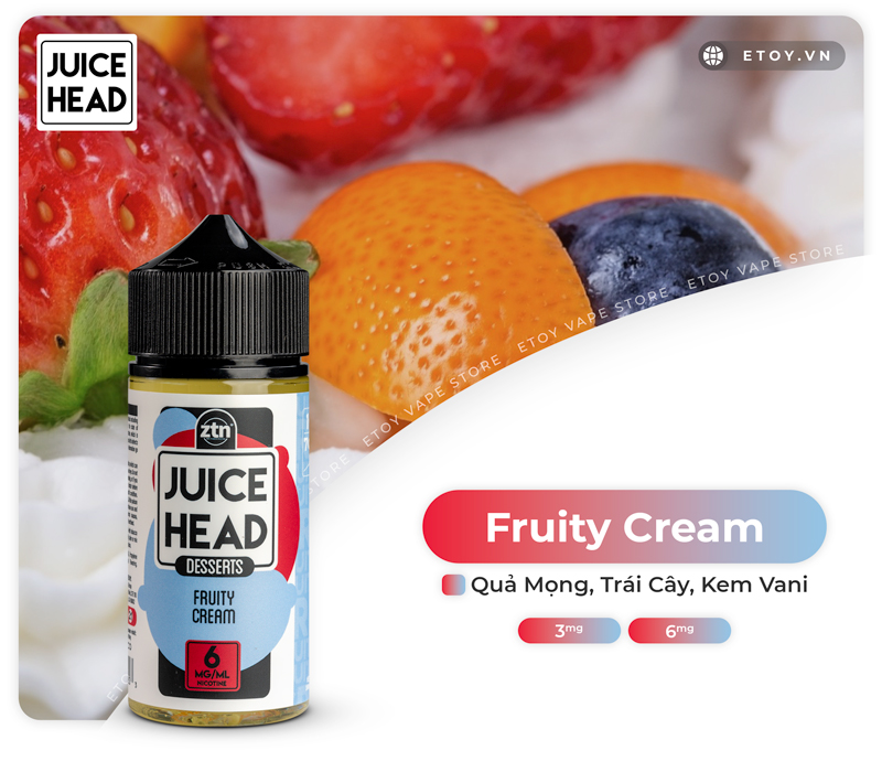 Juice Head Desserts Fruity Cream 100ml - Tinh Dầu Vape Freebase Chính Hãng