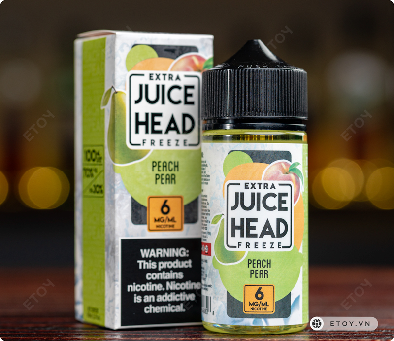 Juice Head Extra Freeze Peach Pear 100ml - Tinh Dầu Vape Freebase Chính Hãng