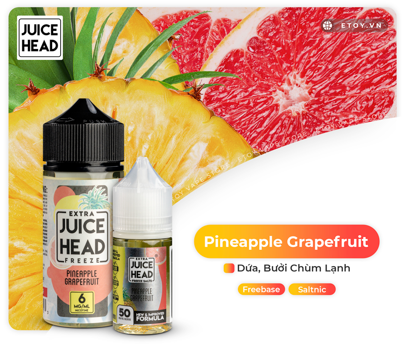 Juice Head Extra Freeze Pineapple Grapefruit 100ml - Tinh Dầu Vape Freebase Chính Hãng