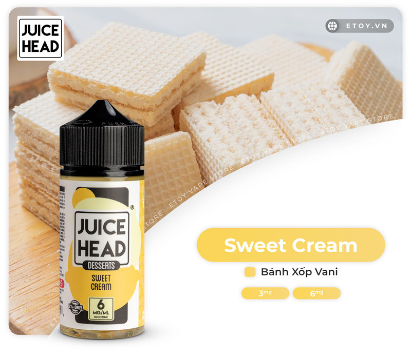 Juice Head Desserts Sweet Cream 100ml - Tinh Dầu Vape Freebase Chính Hãng