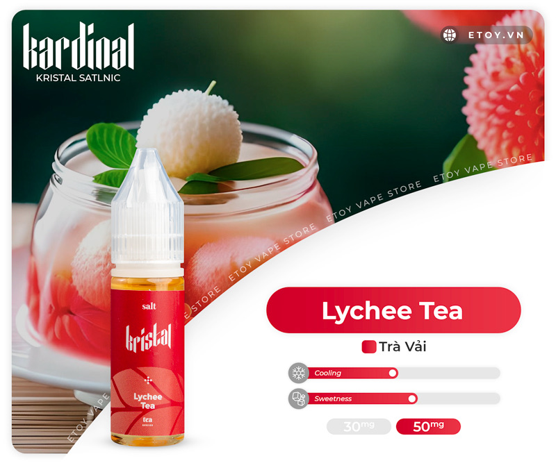 Kardinal Kristal Salt Lychee Tea 15ml - Tinh Dầu Vape Malay