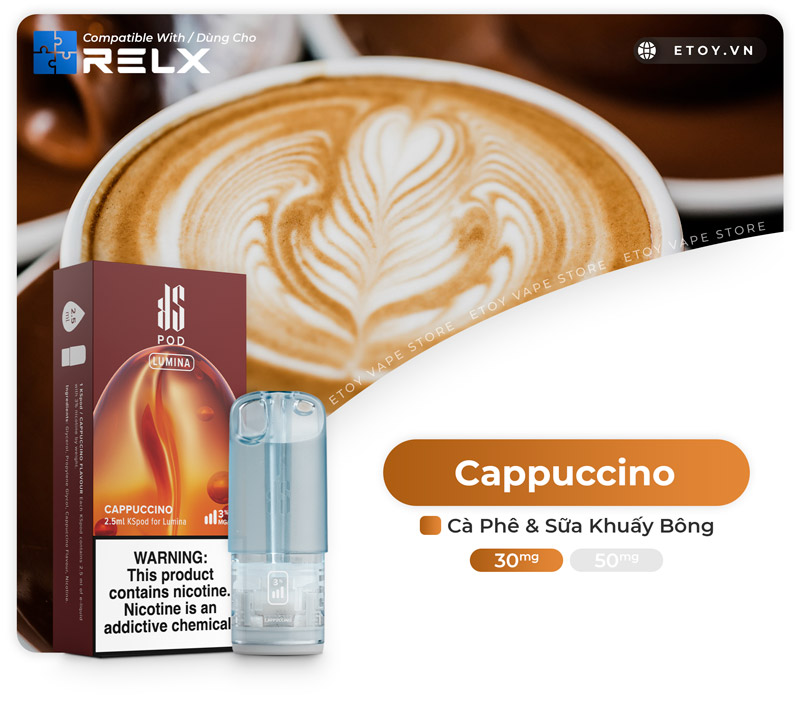 Thông tin Pod Dầu Kardinal KSpod Lumina Cappuccino Dùng Cho Máy Relx