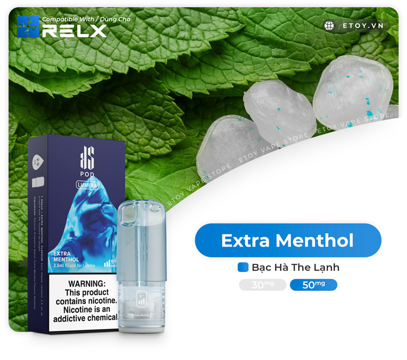 Thông tin Pod Dầu Kardinal KSpod Lumina Extra Menthol Dùng Cho Máy Relx