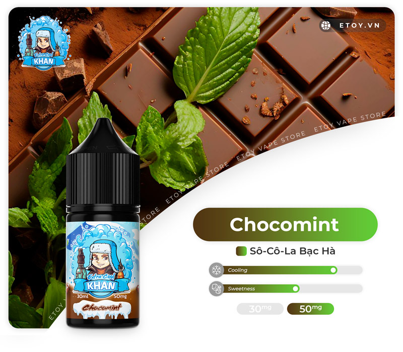 Khan Extra Cool Salt Chocomint 30ml - Tinh Dầu Vape Mỹ