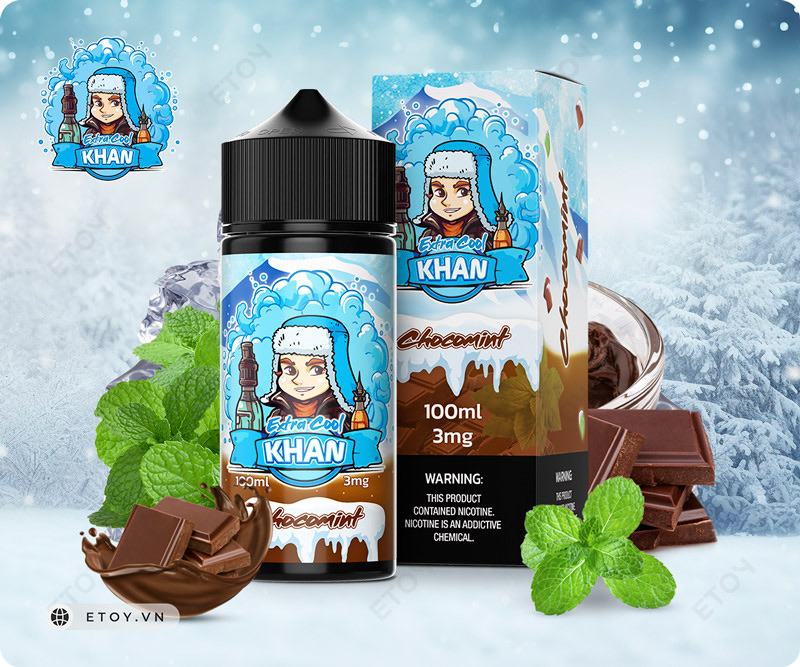 Khan Extra Cool Chocomint 100ml - Tinh Dầu Vape Pod Chính Hãng