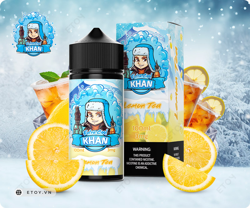 Khan Extra Cool Lemon Tea 100ml - Tinh Dầu Vape Pod Chính Hãng