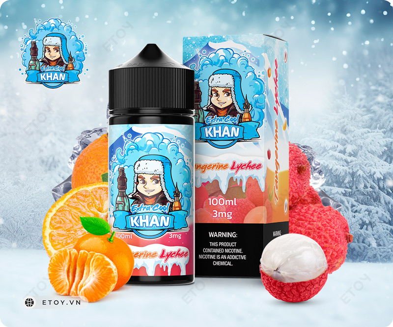 Khan Extra Cool Tangerine Lychee 100ml - Tinh Dầu Vape Pod Chính Hãng