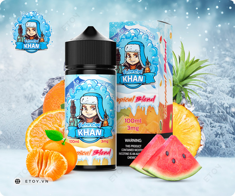 Khan Extra Cool Tropical Blend 100ml - Tinh Dầu Vape Pod Chính Hãng