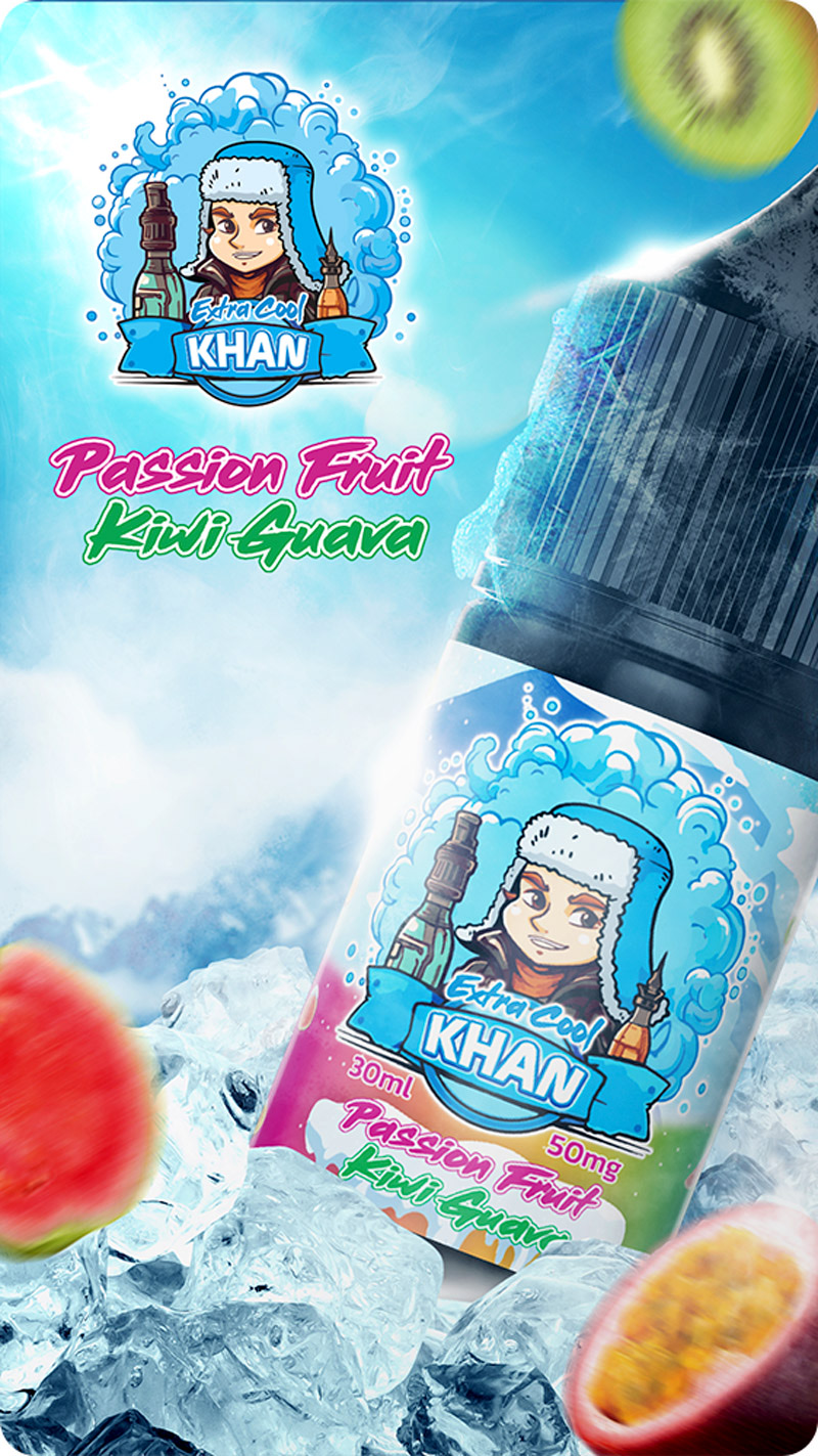 Khan Extra Cool Salt Passion Fruit Kiwi Guava 30ml - Tinh Dầu Vape Mỹ