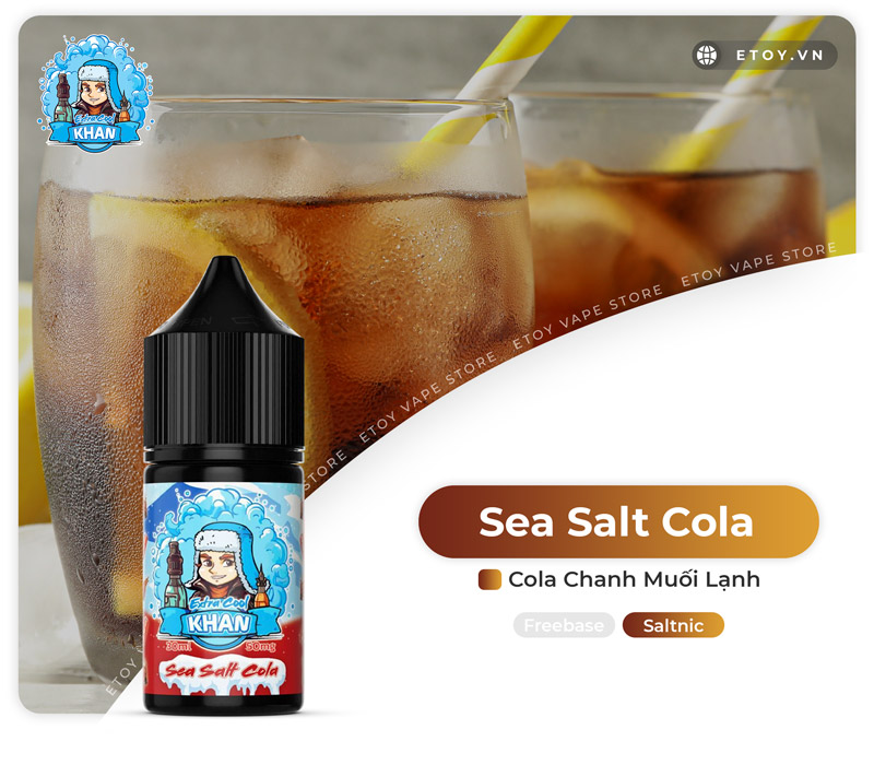 Thông tin Khan Extra Cool Salt Sea Salt Cola 30ml - Tinh Dầu Vape Pod Chính Hãng