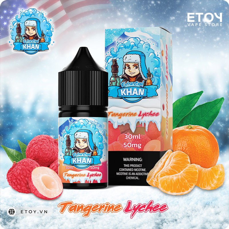 Khan Extra Cool Salt Tangerine Lychee 30ml - Tinh Dầu Vape Mỹ