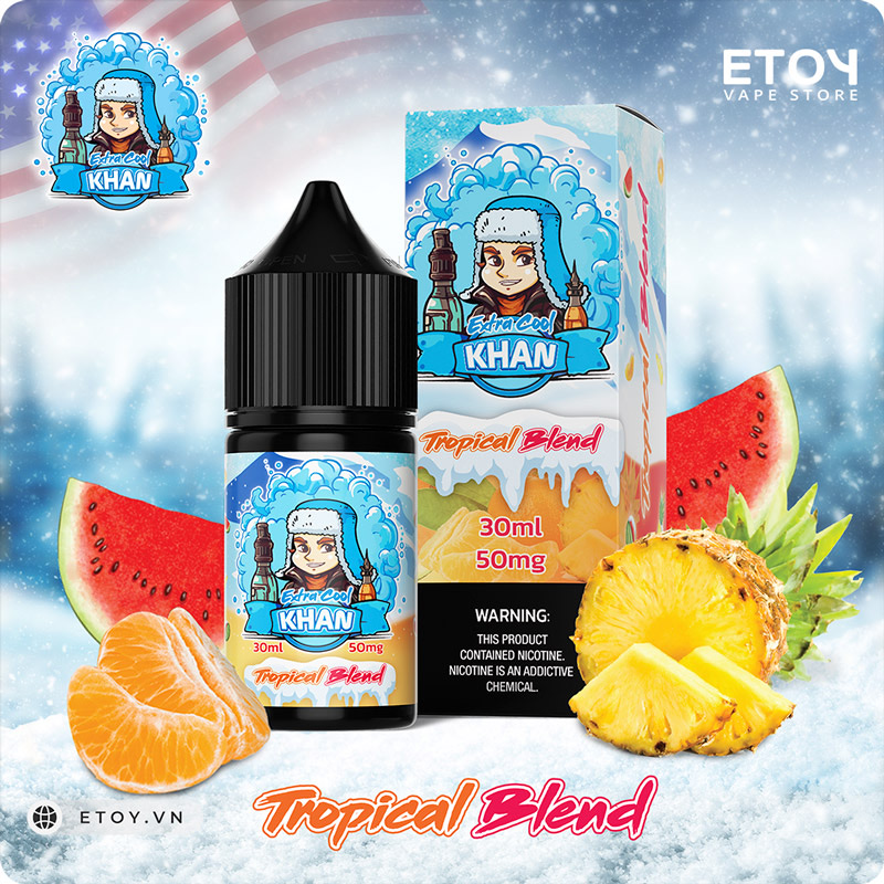 Khan Extra Cool Salt Tropical Blend 30ml - Tinh Dầu Vape Mỹ