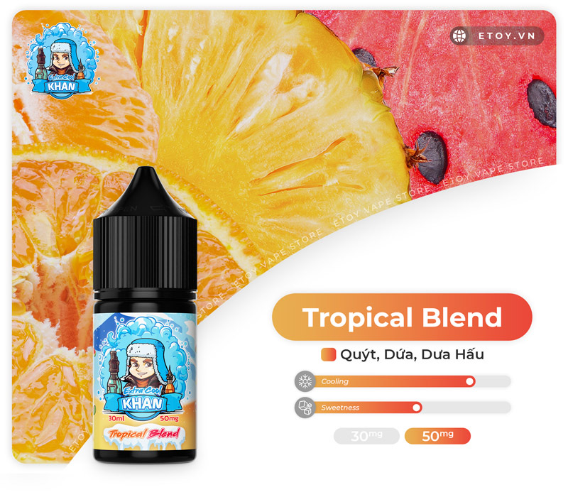 Khan Extra Cool Salt Tropical Blend 30ml - Tinh Dầu Vape Mỹ