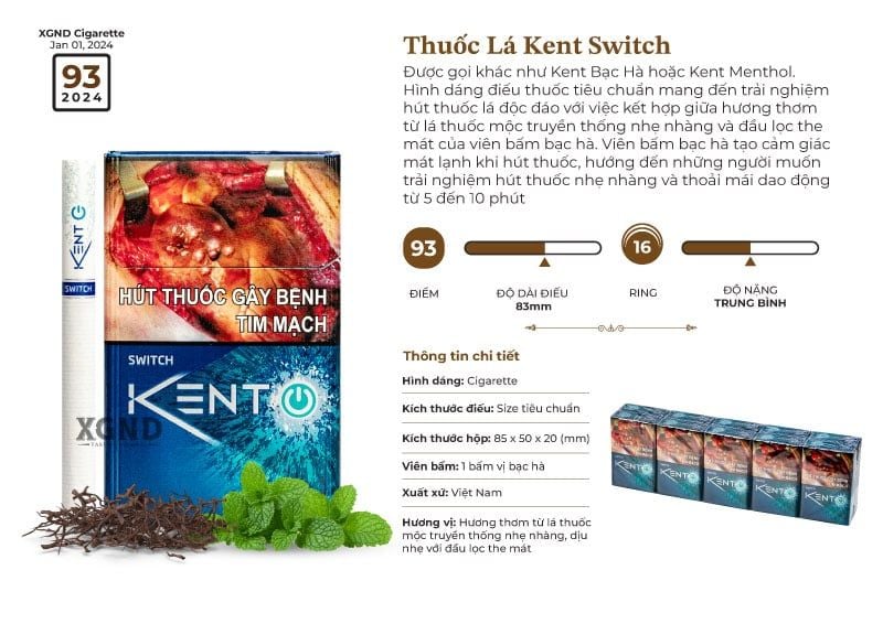 Kent Switch - Thuốc Lá Bấm Bạc Hà Chính Hãng