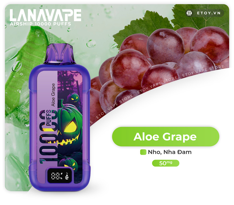 Lanavape Airship Aloe Grape - Vape Pod 1 Lần 10000 Hơi