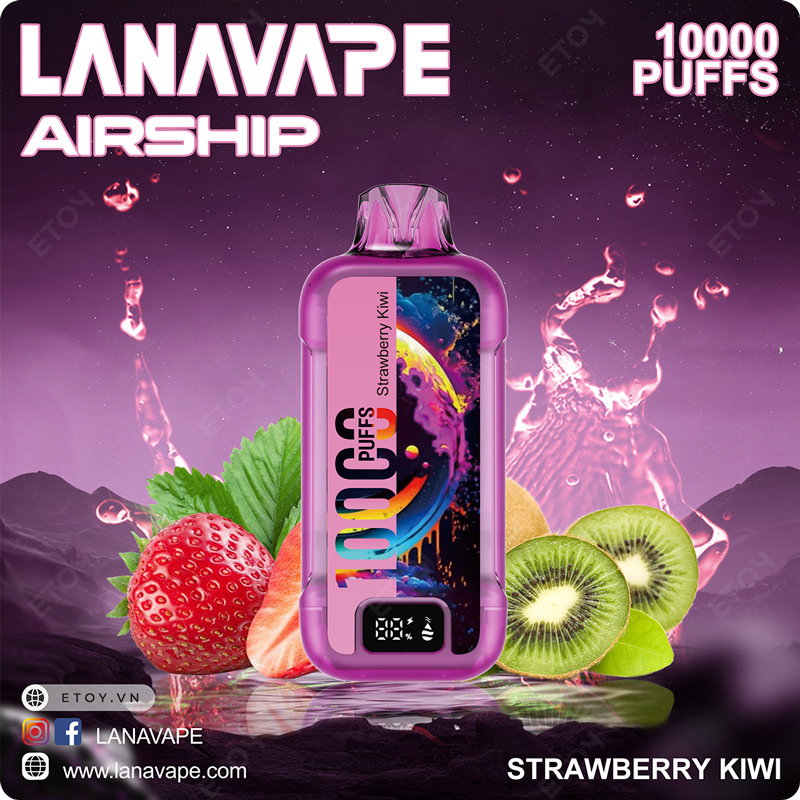 Lanavape Airship Strawberry Kiwi - Vape Pod 1 Lần 10000 Hơi