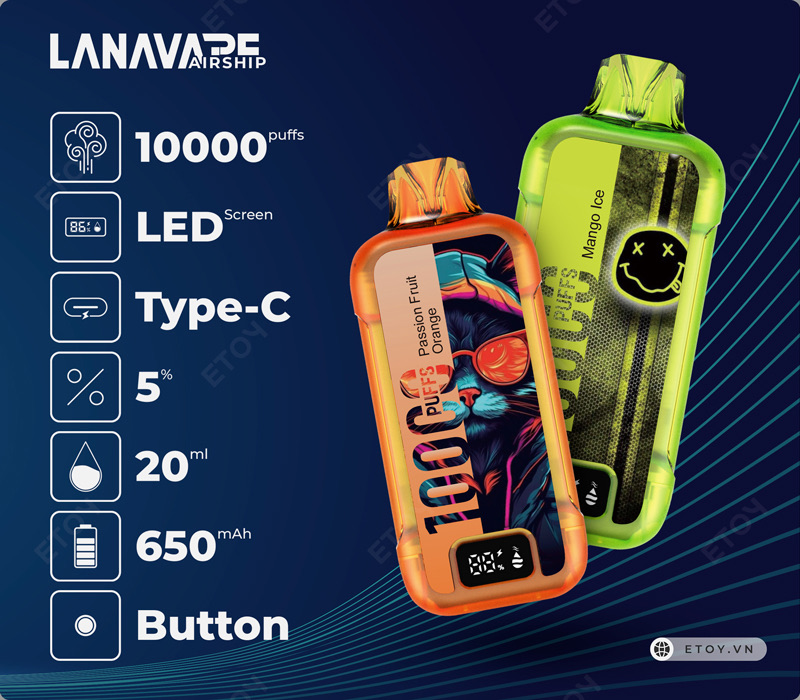 Lanavape Airship Aloe Grape - Vape Pod 1 Lần 10000 Hơi