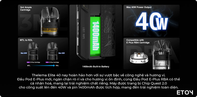 Lost Vape Thelema Elite 40 Pod Kit Chính Hãng